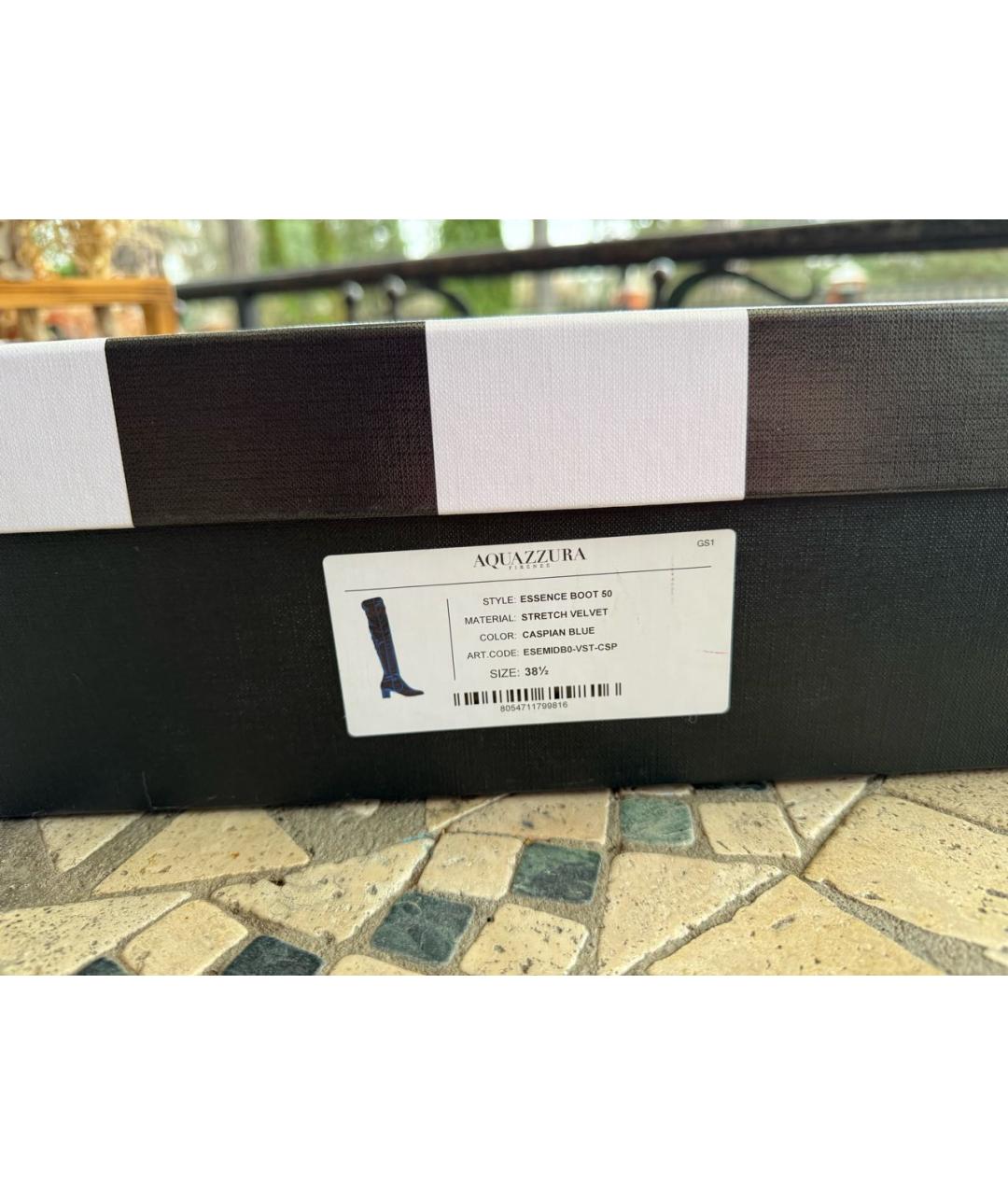 AQUAZZURA Синие бархатные ботфорты, фото 8