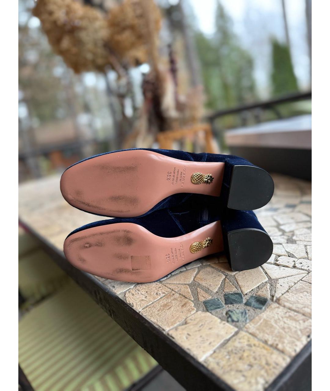 AQUAZZURA Синие бархатные ботфорты, фото 5