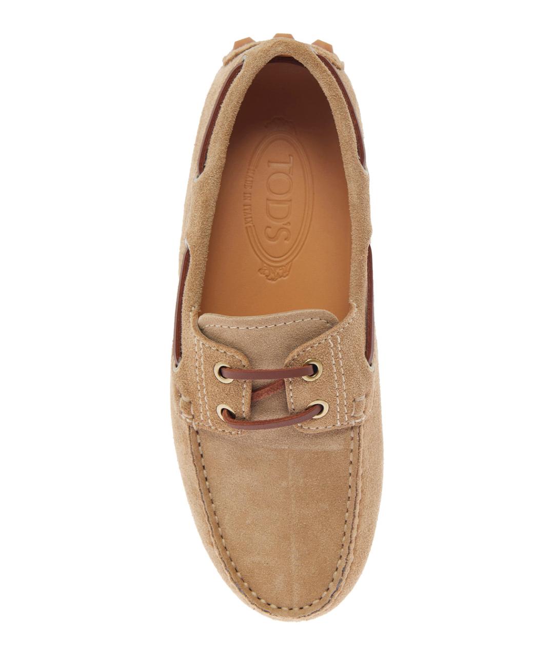 TOD'S Бежевые замшевые лоферы, фото 3