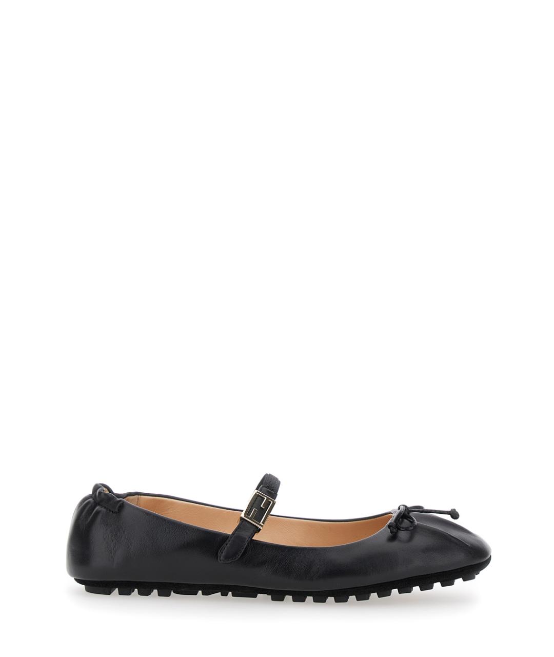 FENDI Черные кожаные балетки, фото 1