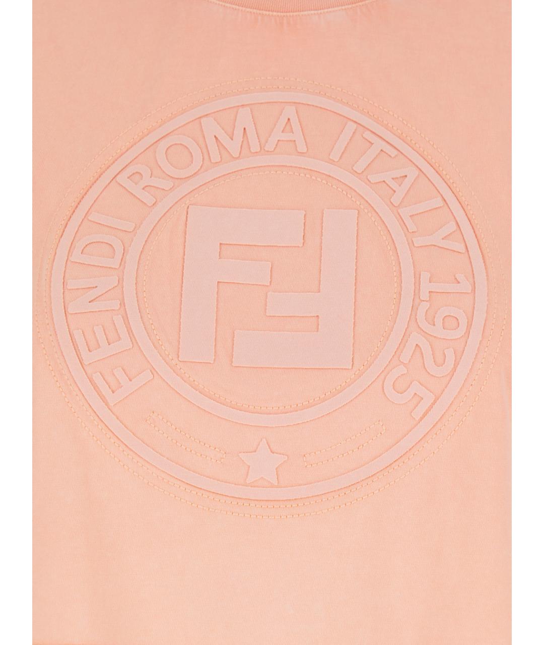 FENDI Розовая хлопковая футболка, фото 3