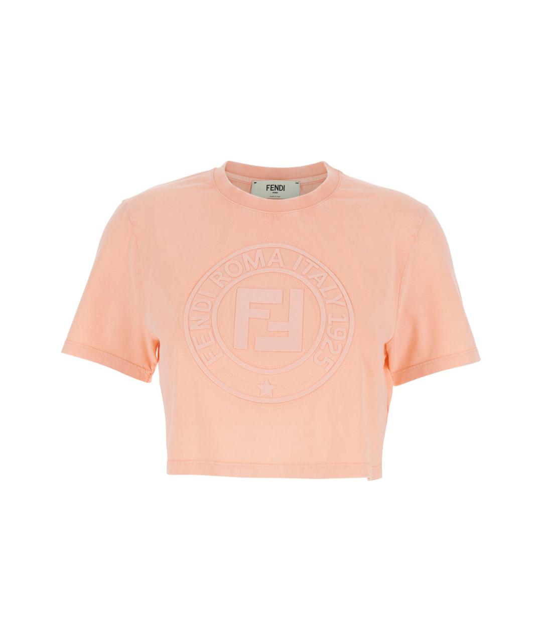 FENDI Розовая хлопковая футболка, фото 1