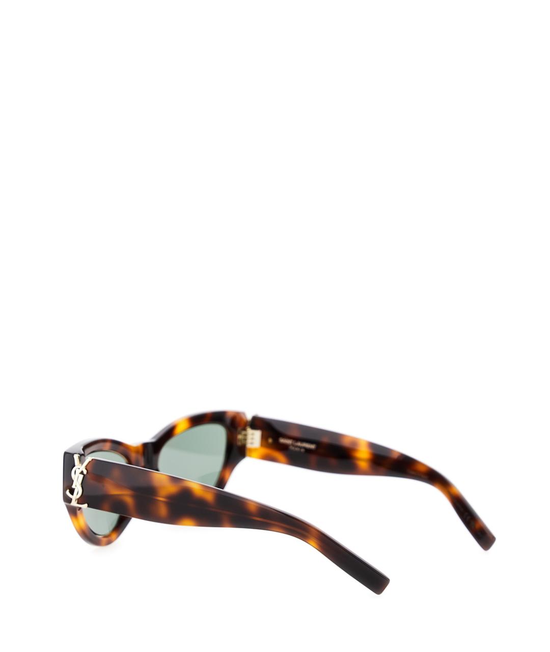 SAINT LAURENT Коричневые пластиковые солнцезащитные очки, фото 2