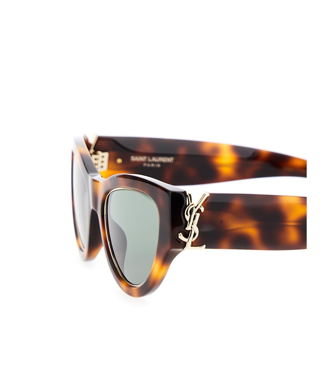 SAINT LAURENT Коричневые пластиковые солнцезащитные очки, фото 3