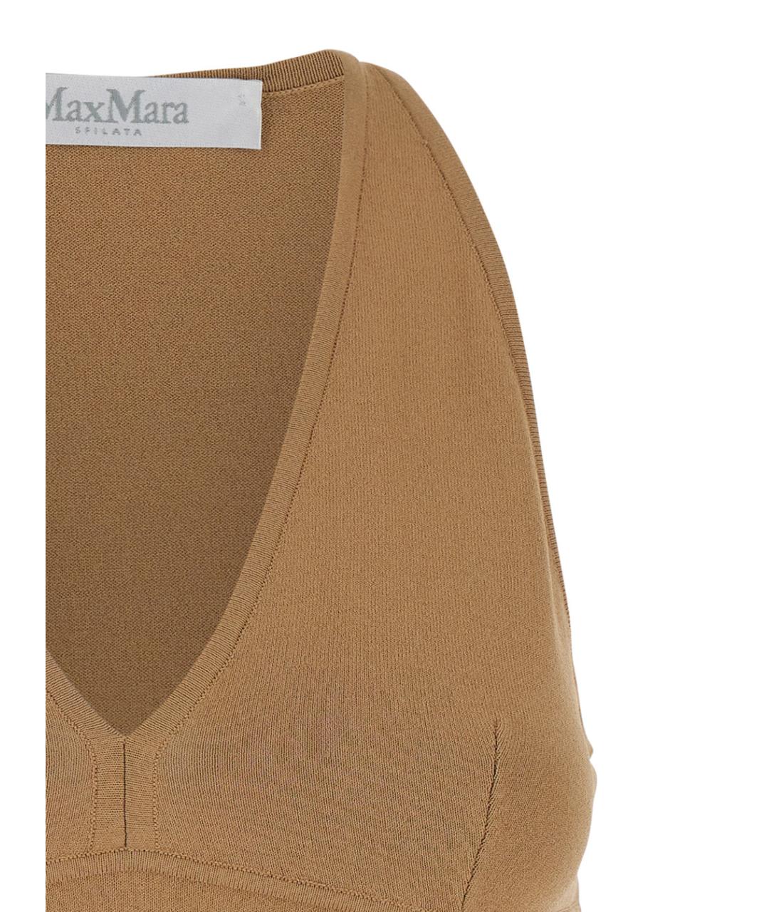 MAX MARA Бежевая вискозная майка, фото 3