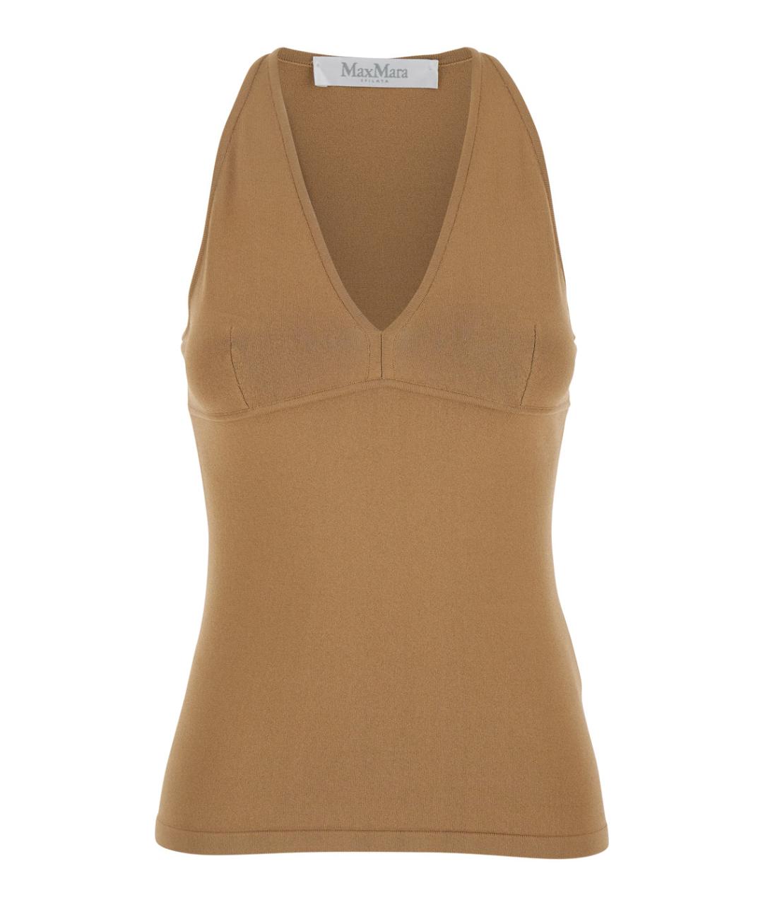 MAX MARA Бежевая вискозная майка, фото 1