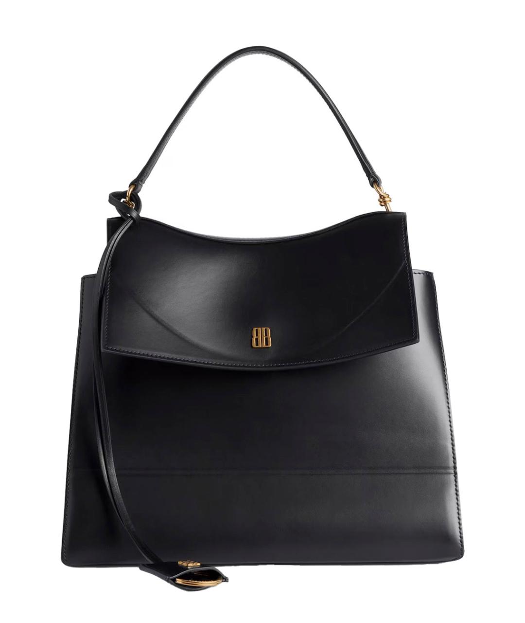 BALENCIAGA Черная кожаная сумка тоут, фото 1