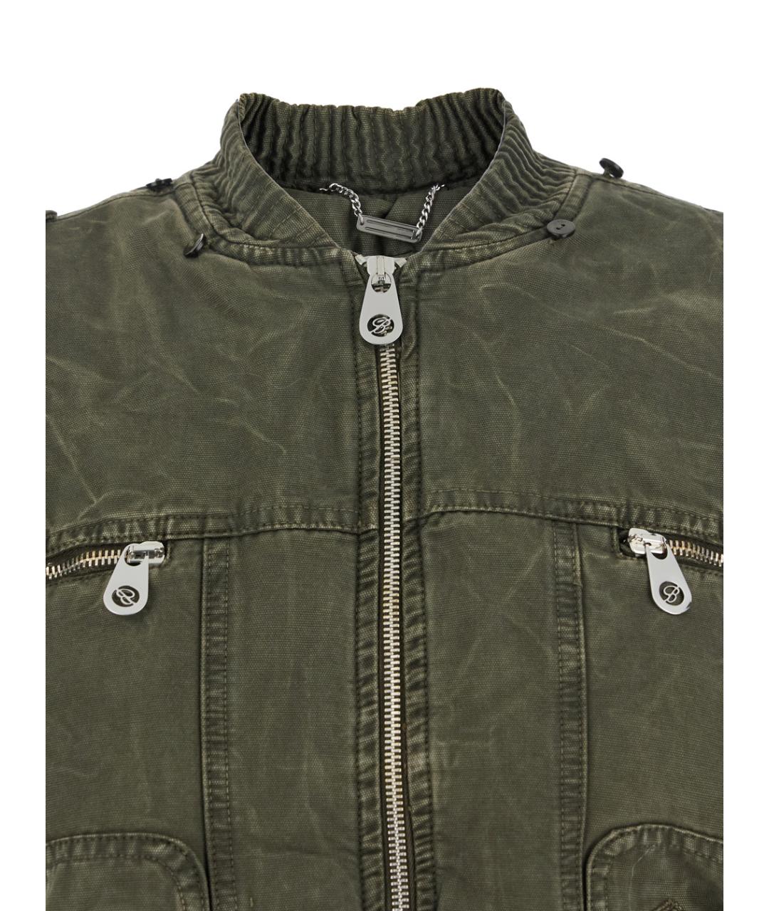 BLUMARINE Зеленая хлопковая куртка, фото 3