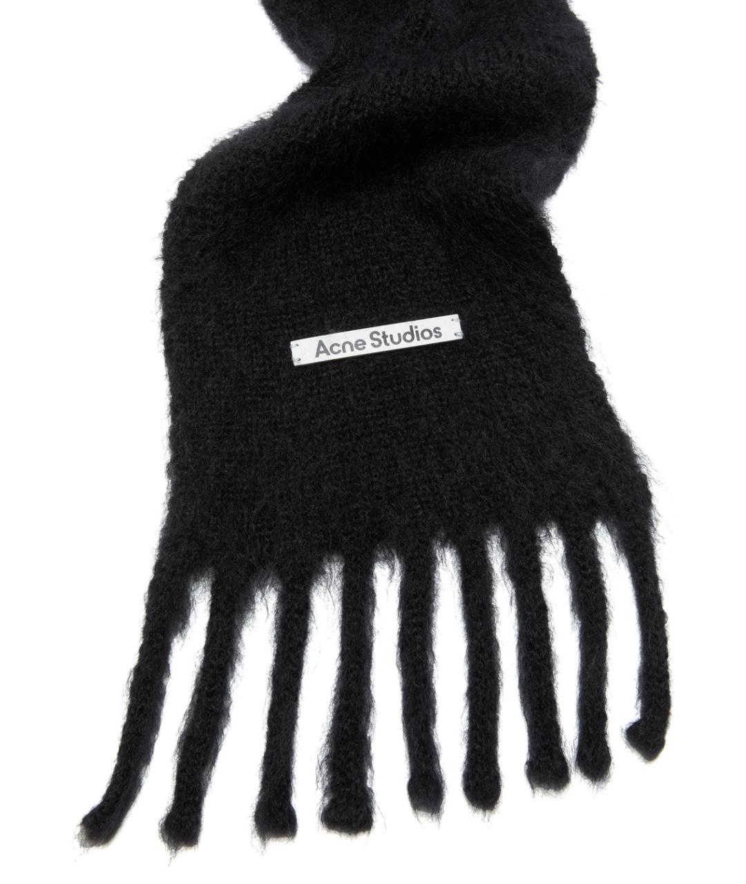 ACNE STUDIOS Черный шерстяной шарф, фото 2