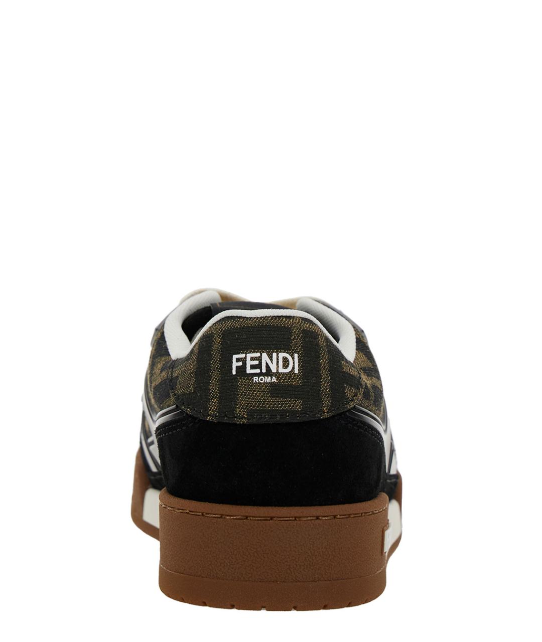 FENDI Коричневые кожаные кроссовки, фото 4