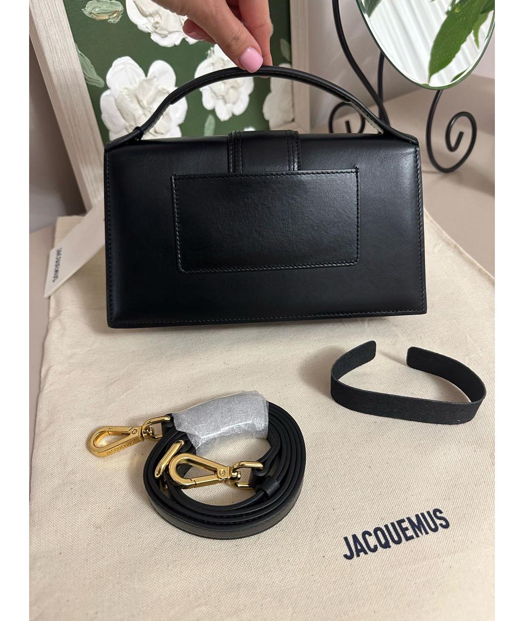 JACQUEMUS Черная кожаная сумка через плечо, фото 3