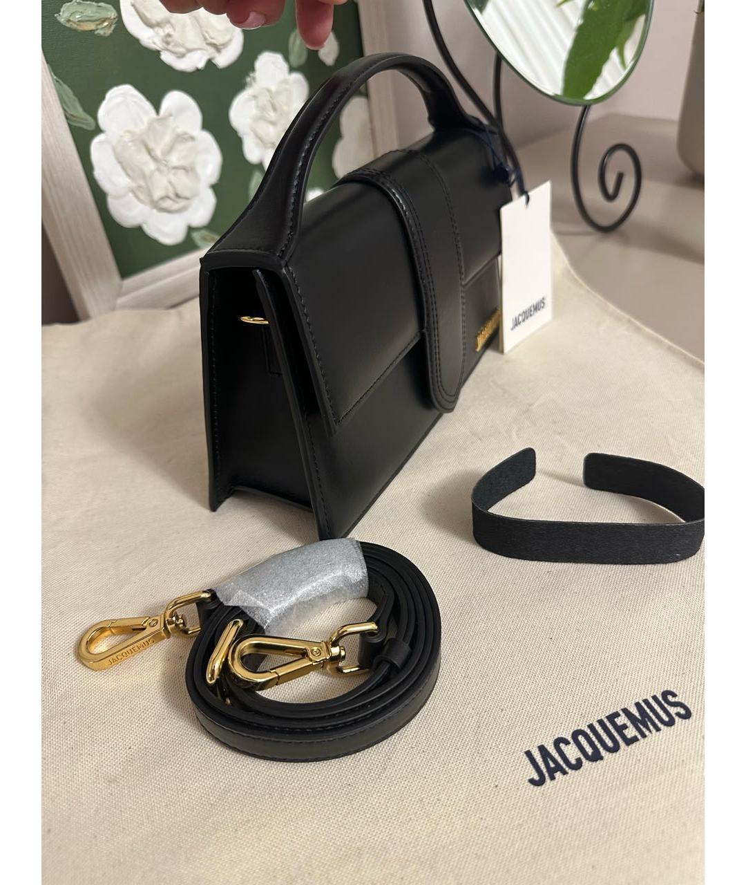 JACQUEMUS Черная кожаная сумка через плечо, фото 2