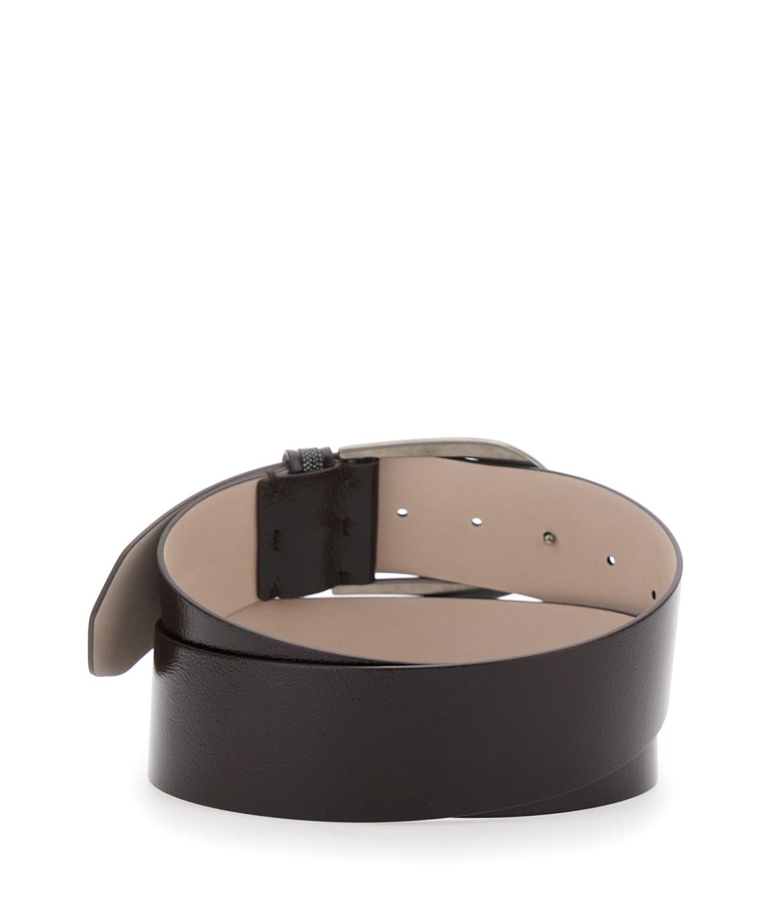 BRUNELLO CUCINELLI Коричневый кожаный ремень, фото 2