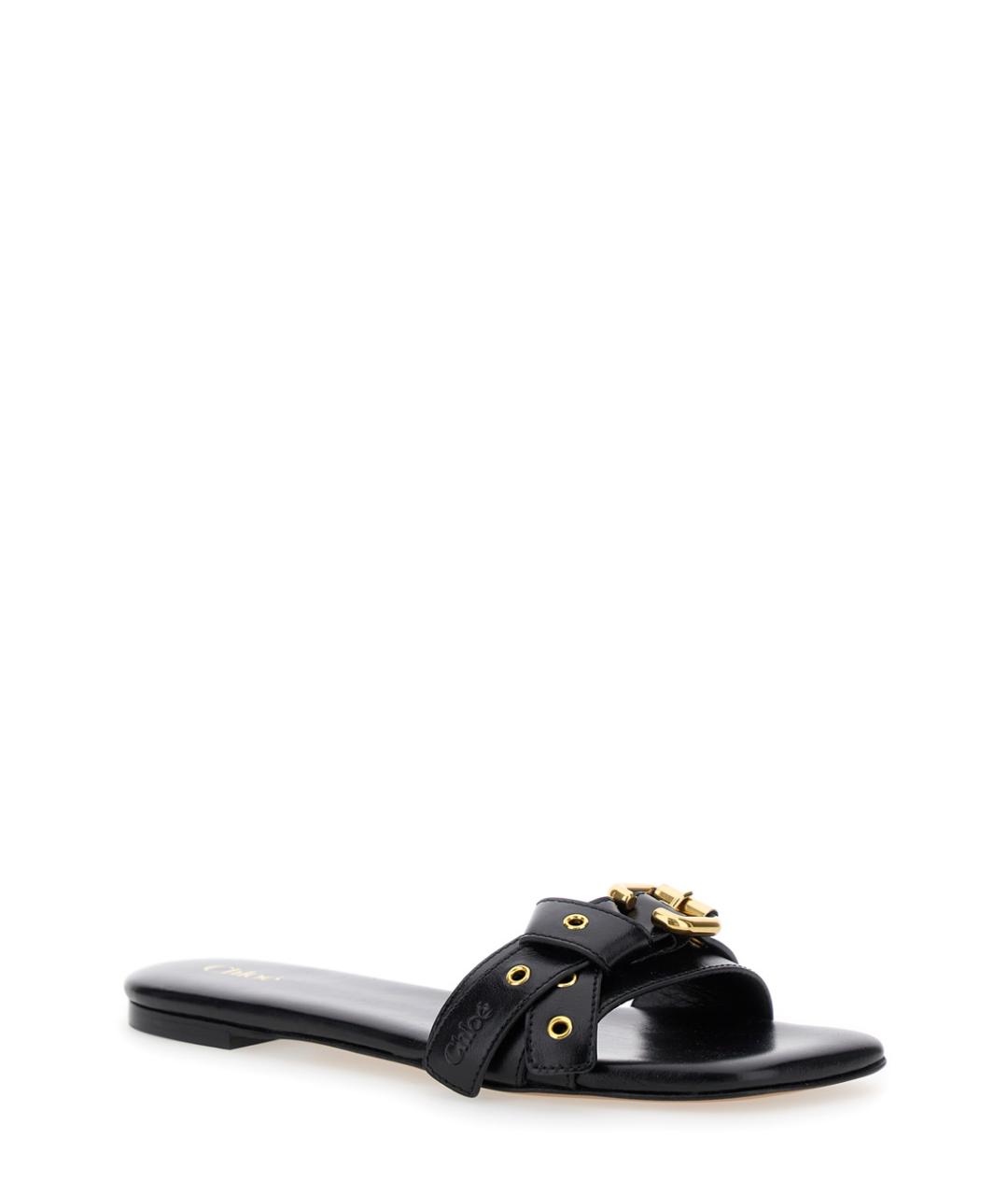 CHLOE Черные кожаные шлепанцы, фото 2