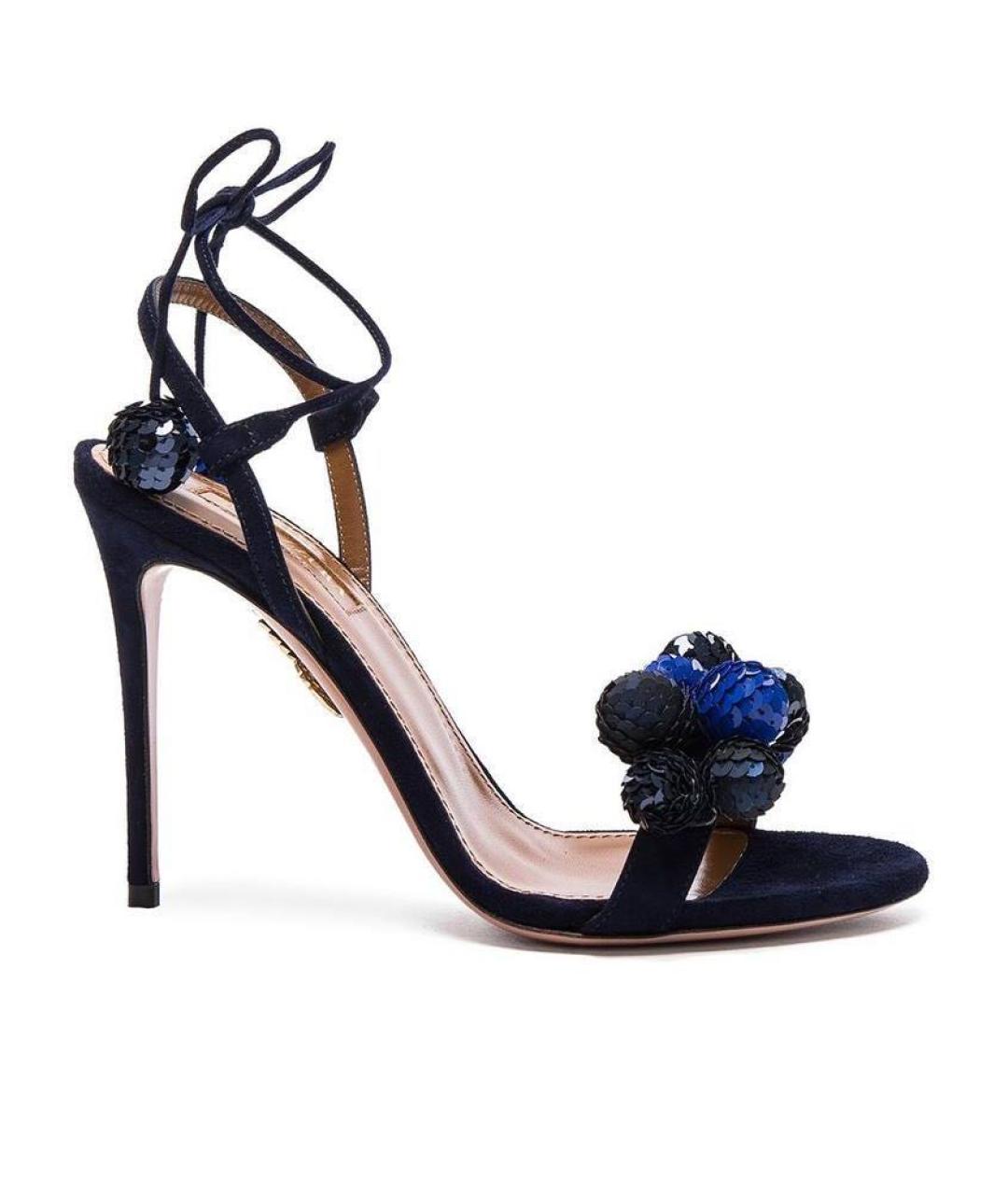 AQUAZZURA Темно-синие замшевые босоножки, фото 8