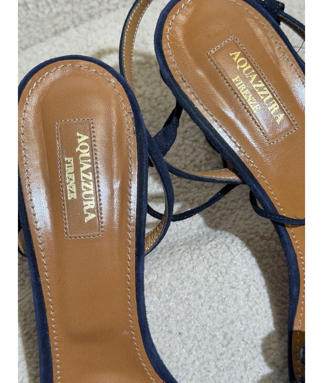 AQUAZZURA Темно-синие замшевые босоножки, фото 3