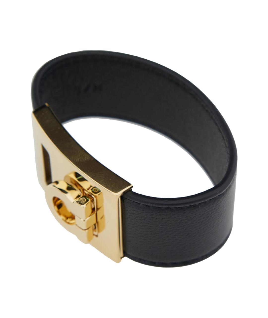 FERRAGAMO Черный кожаный браслет, фото 2