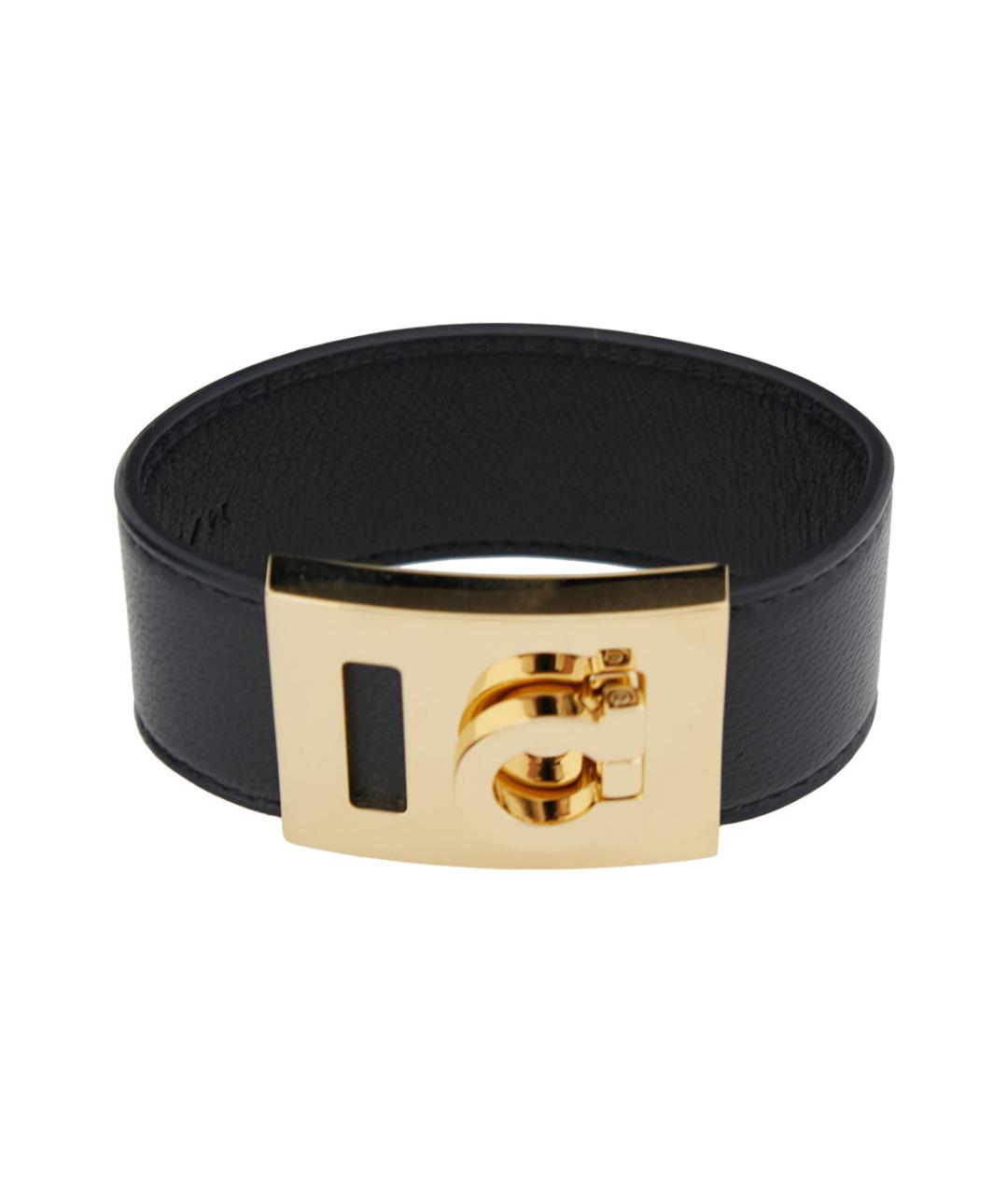 FERRAGAMO Черный кожаный браслет, фото 1