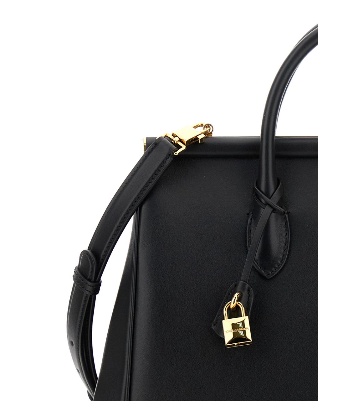 DOLCE&GABBANA Черная кожаная сумка с короткими ручками, фото 3