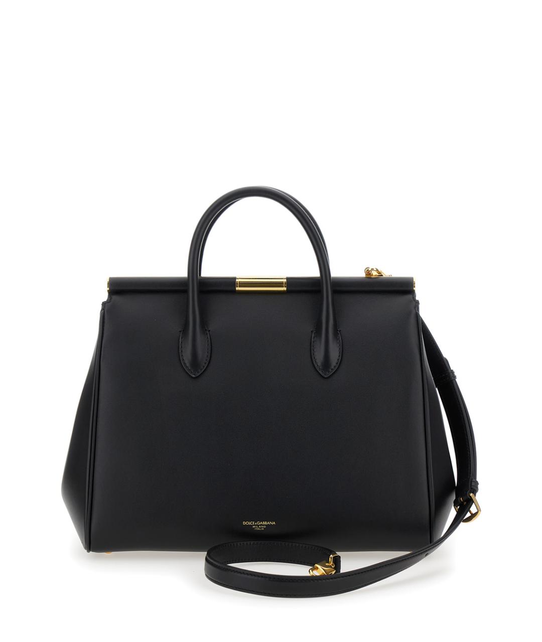 DOLCE&GABBANA Черная кожаная сумка с короткими ручками, фото 2