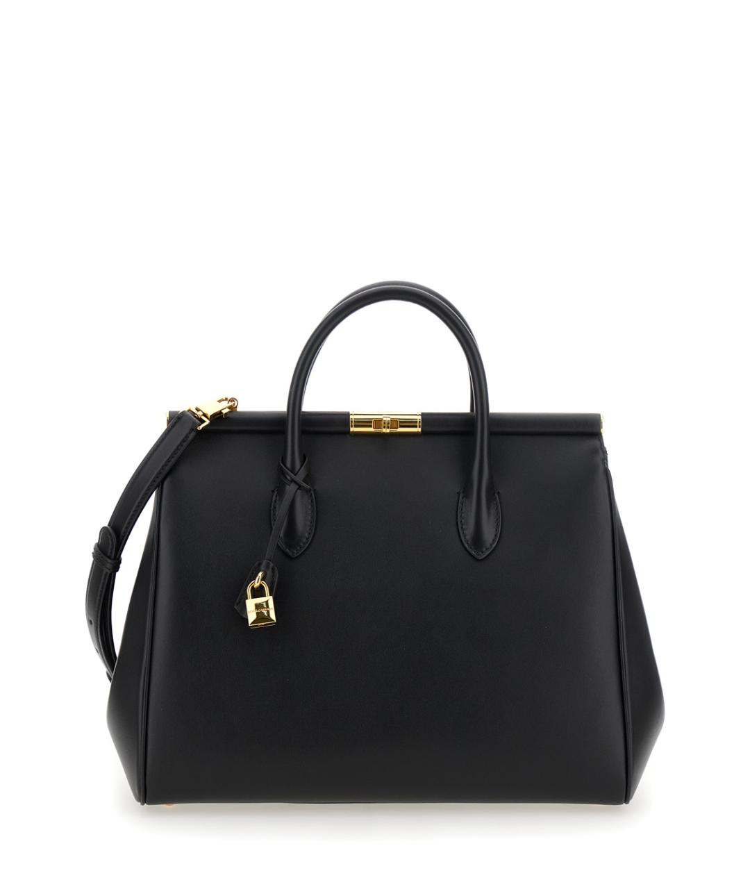 DOLCE&GABBANA Черная кожаная сумка с короткими ручками, фото 1