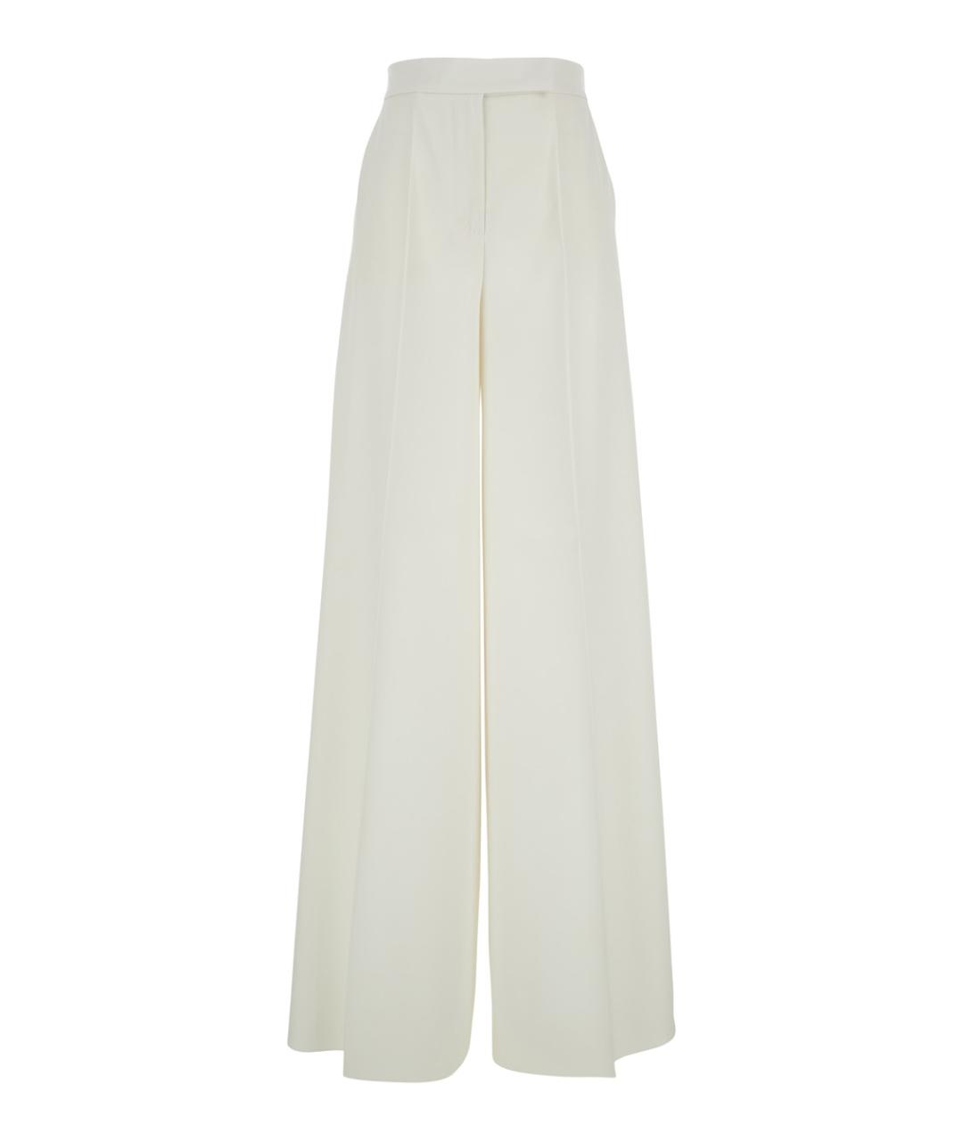 MAX MARA Белые шерстяные прямые брюки, фото 1