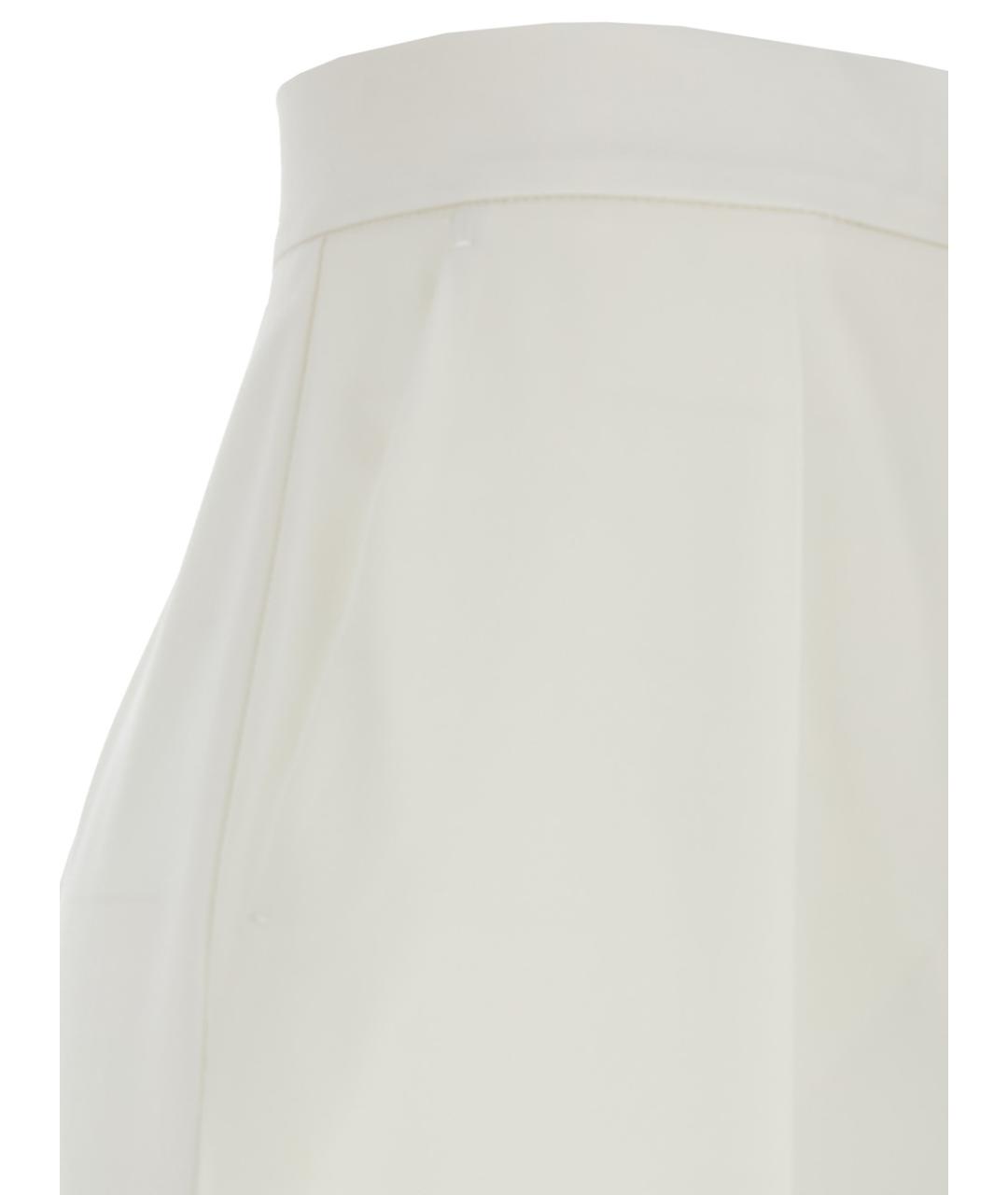 MAX MARA Белые шерстяные прямые брюки, фото 3