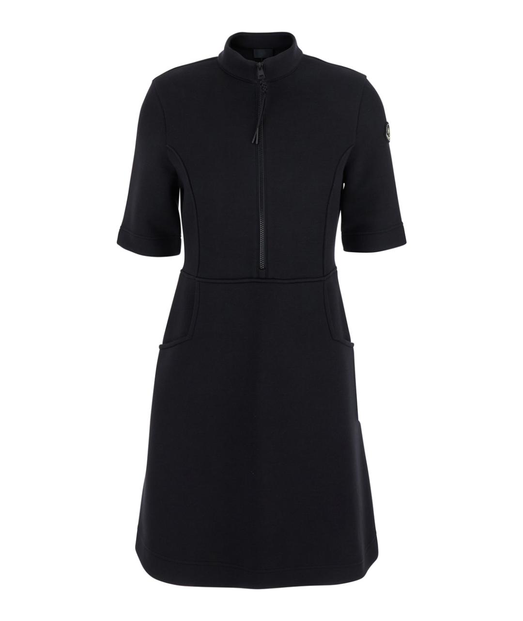 MONCLER Черное хлопко-эластановое повседневное платье, фото 1
