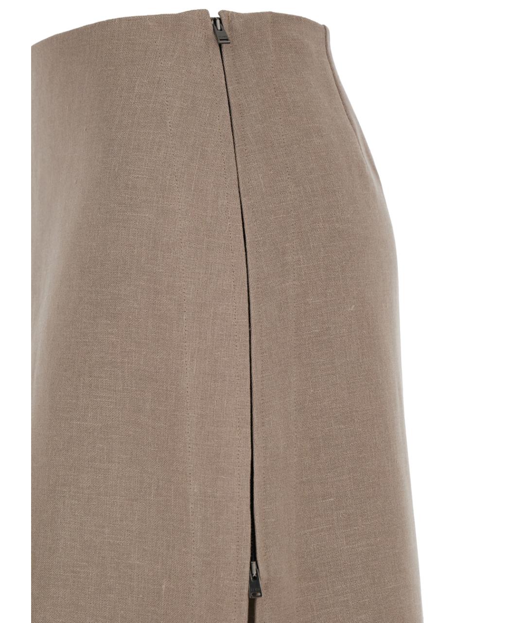 FENDI Бежевая льняная юбка миди, фото 3