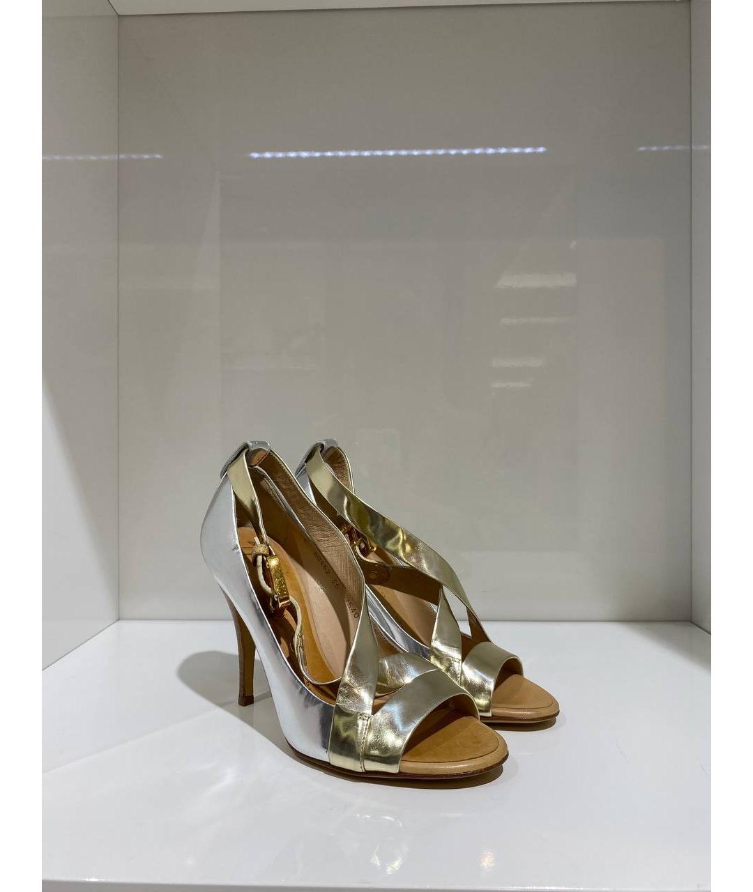 GIUSEPPE ZANOTTI DESIGN Золотые кожаные босоножки, фото 2