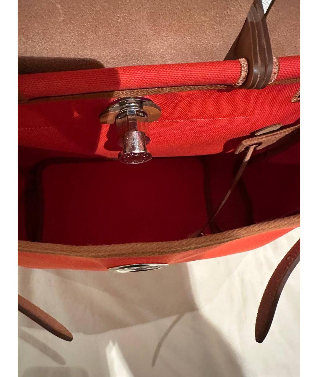 HERMES Красная кожаная сумка с короткими ручками, фото 4