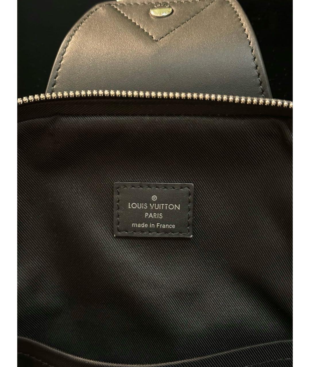 LOUIS VUITTON Черная кожаная сумка на плечо, фото 4