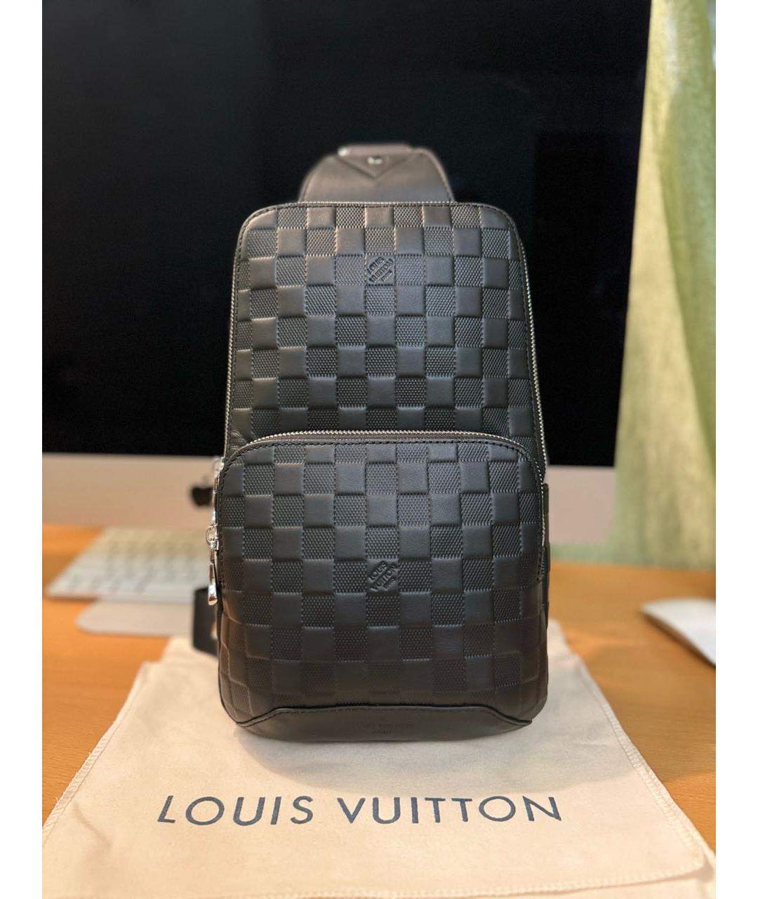 LOUIS VUITTON Черная кожаная сумка на плечо, фото 9