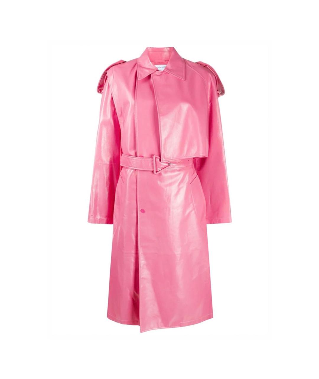 BOTTEGA VENETA Розовый кожаный тренч/плащ, фото 5