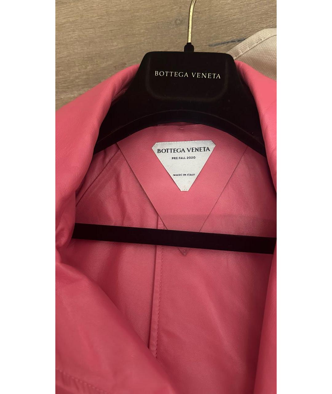 BOTTEGA VENETA Розовый кожаный тренч/плащ, фото 3