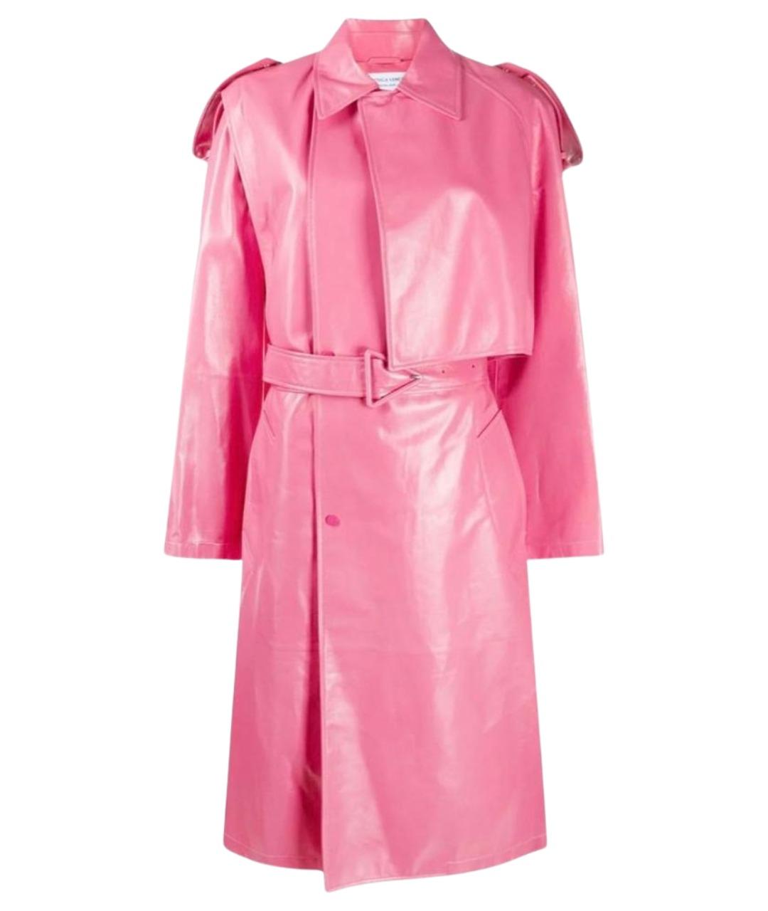 BOTTEGA VENETA Розовый кожаный тренч/плащ, фото 1