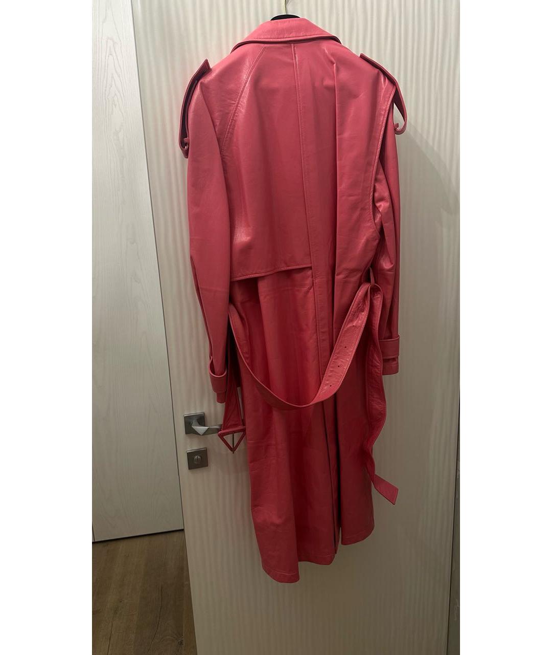 BOTTEGA VENETA Розовый кожаный тренч/плащ, фото 2