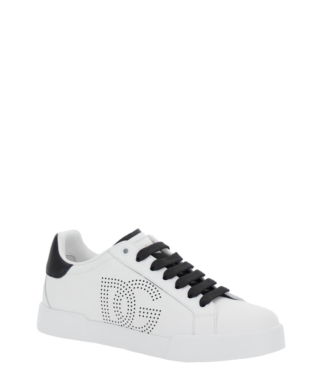 DOLCE&GABBANA Белые кожаные кеды, фото 2