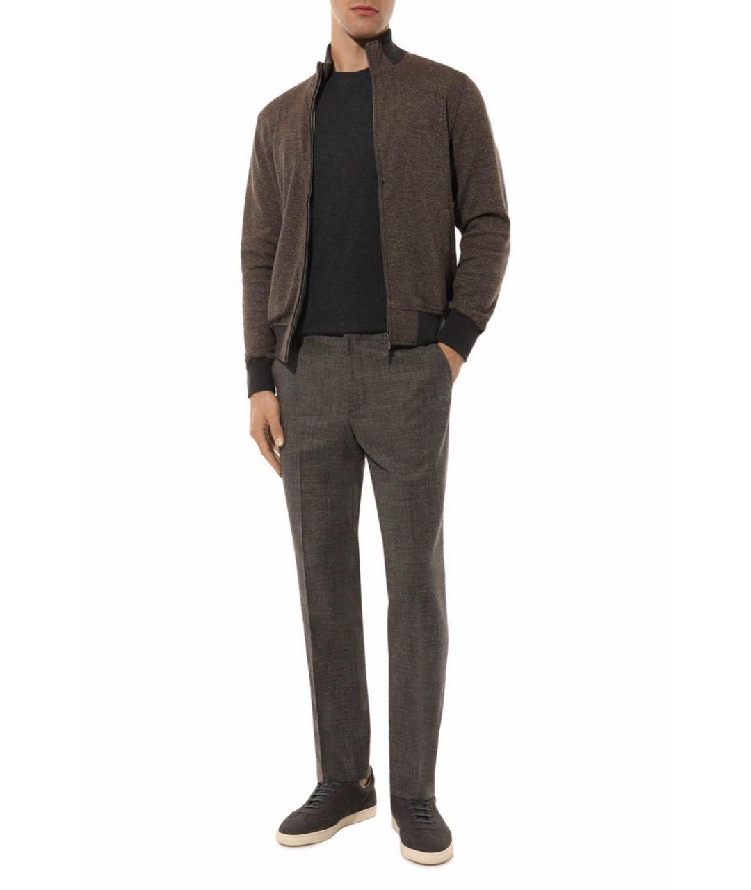 BRUNELLO CUCINELLI Антрацитовые кожаные низкие кроссовки / кеды, фото 5