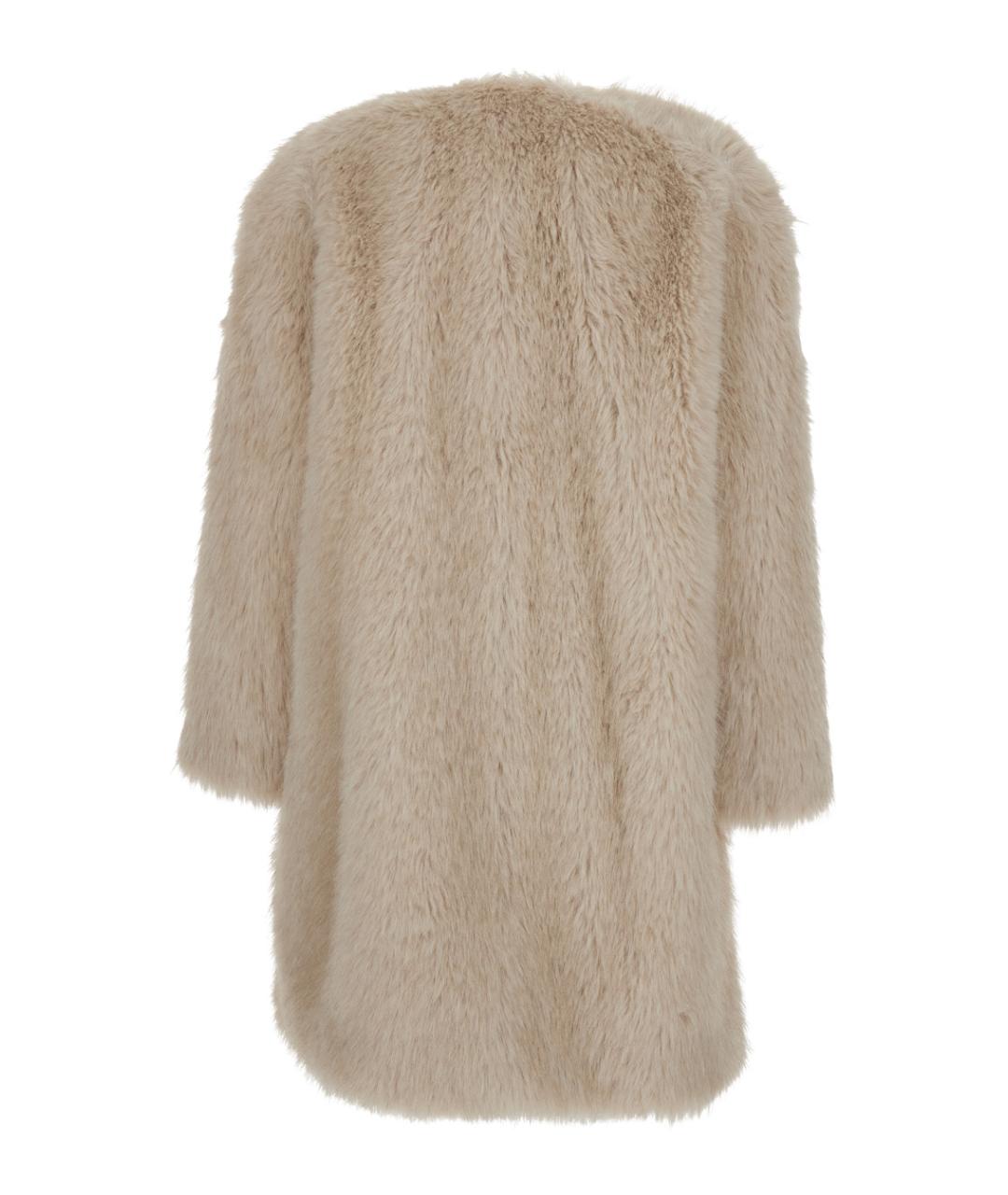 MAX MARA STUDIO Бежевая полиэстеровая шуба, фото 2