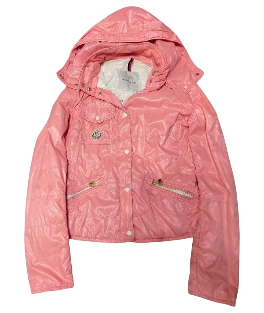 MONCLER Розовая полиэстеровая куртка, фото 1