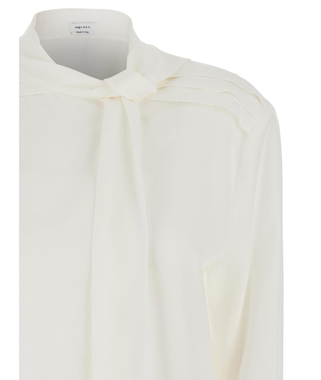 ALEXANDER MCQUEEN Белая шелковая блузы, фото 3