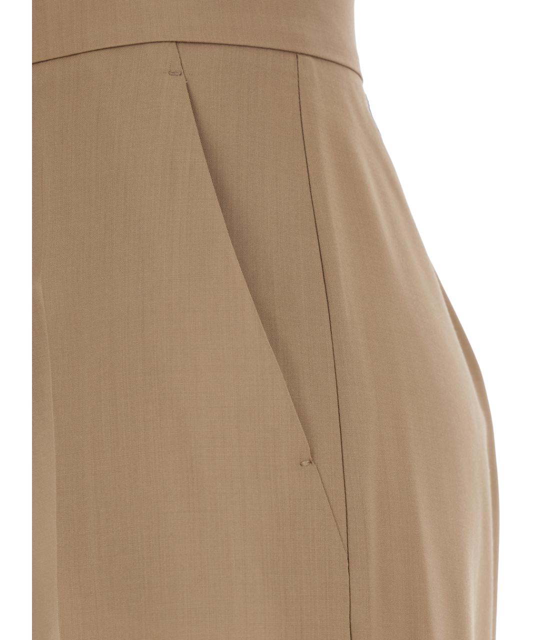 MAX MARA Бежевые шерстяные прямые брюки, фото 3