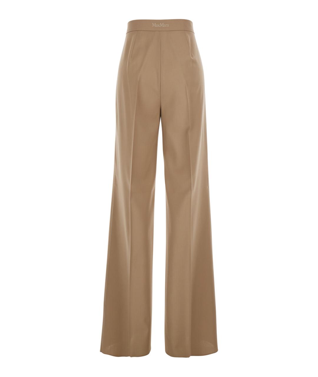 MAX MARA Бежевые шерстяные прямые брюки, фото 2