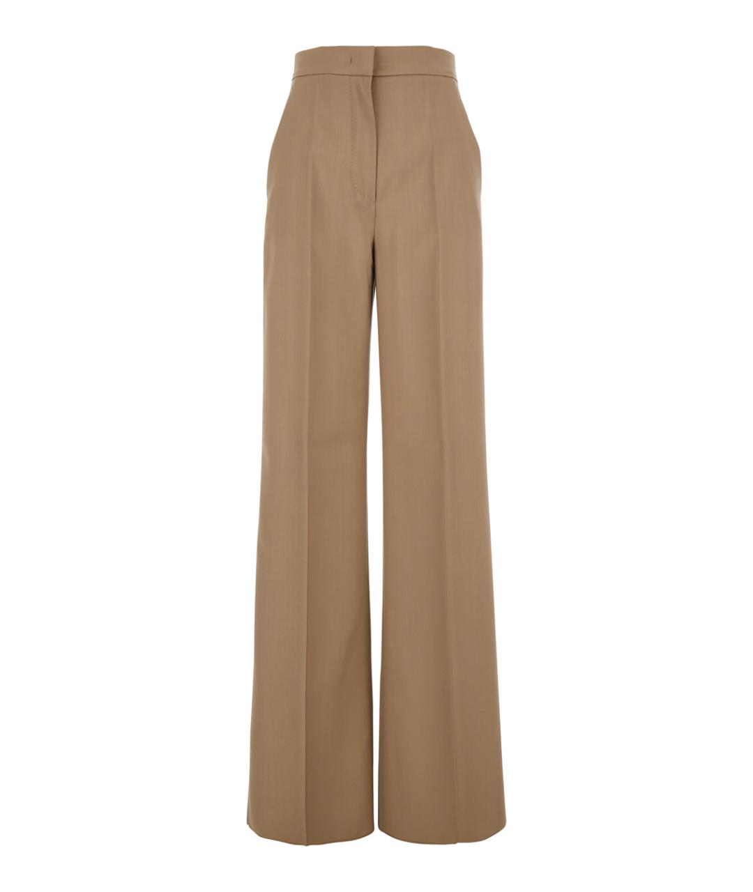 MAX MARA Бежевые шерстяные прямые брюки, фото 1
