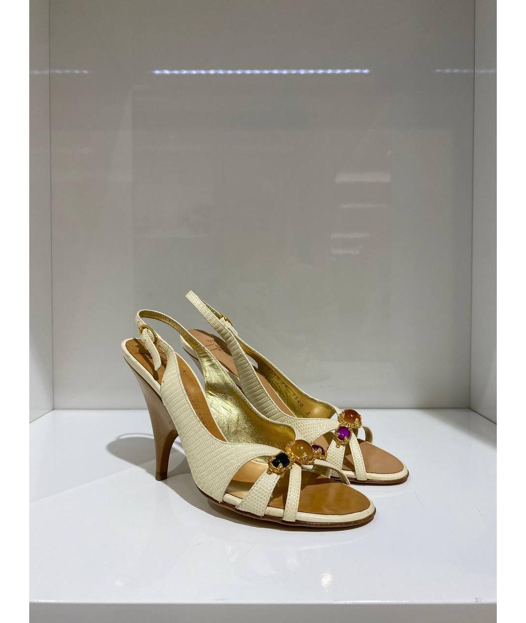 GIUSEPPE ZANOTTI DESIGN Бежевые кожаные босоножки, фото 2