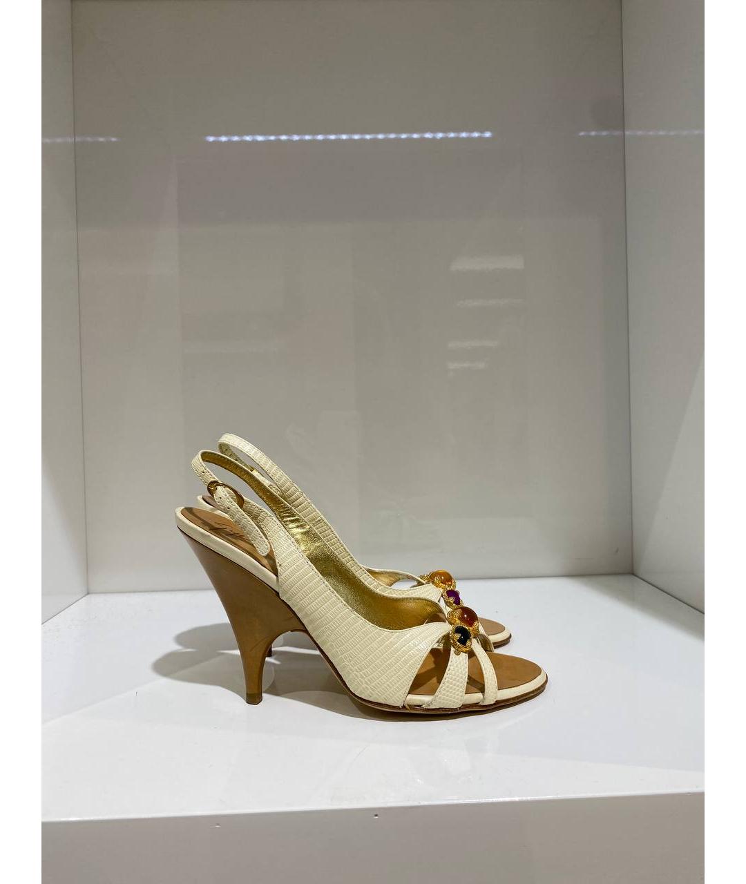 GIUSEPPE ZANOTTI DESIGN Бежевые кожаные босоножки, фото 3