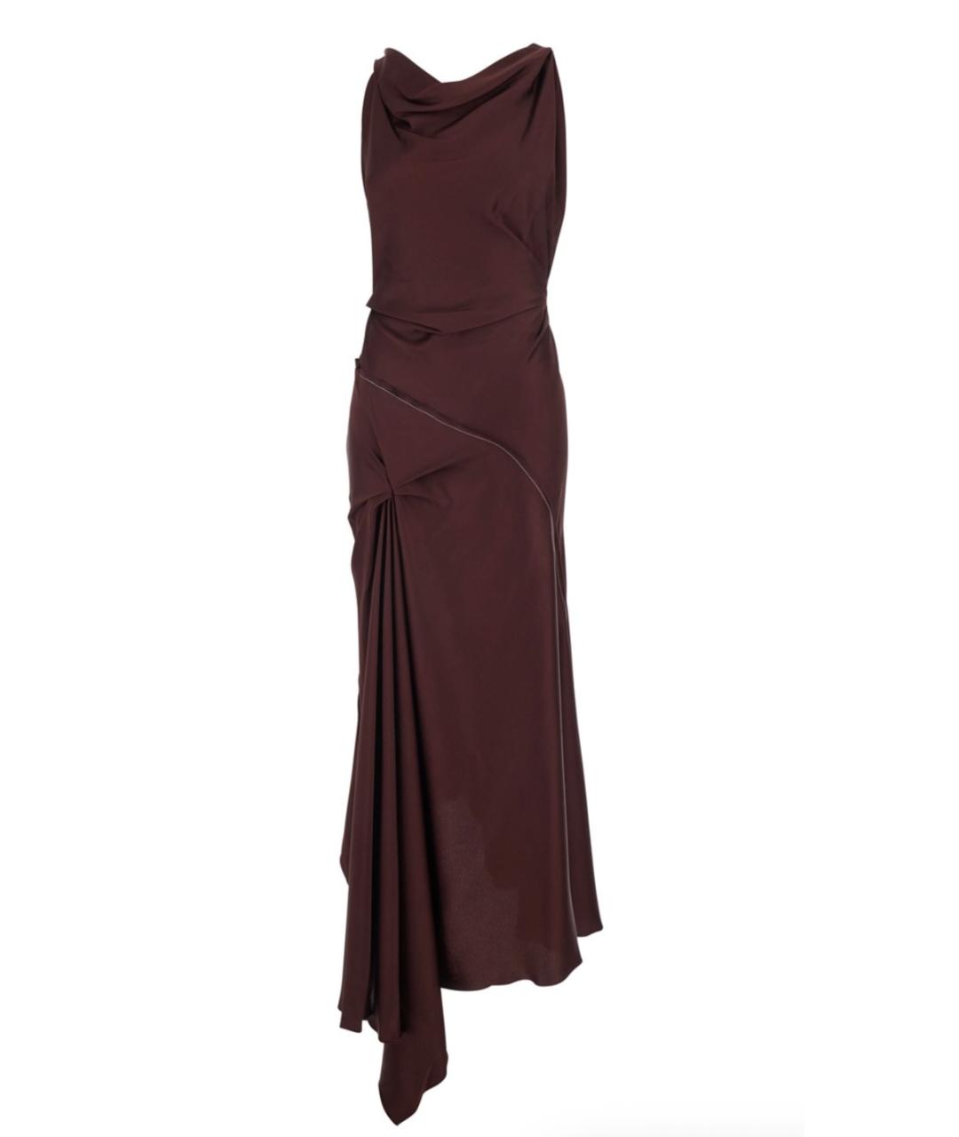 VICTORIA BECKHAM Бордовое ацетатное повседневное платье, фото 1