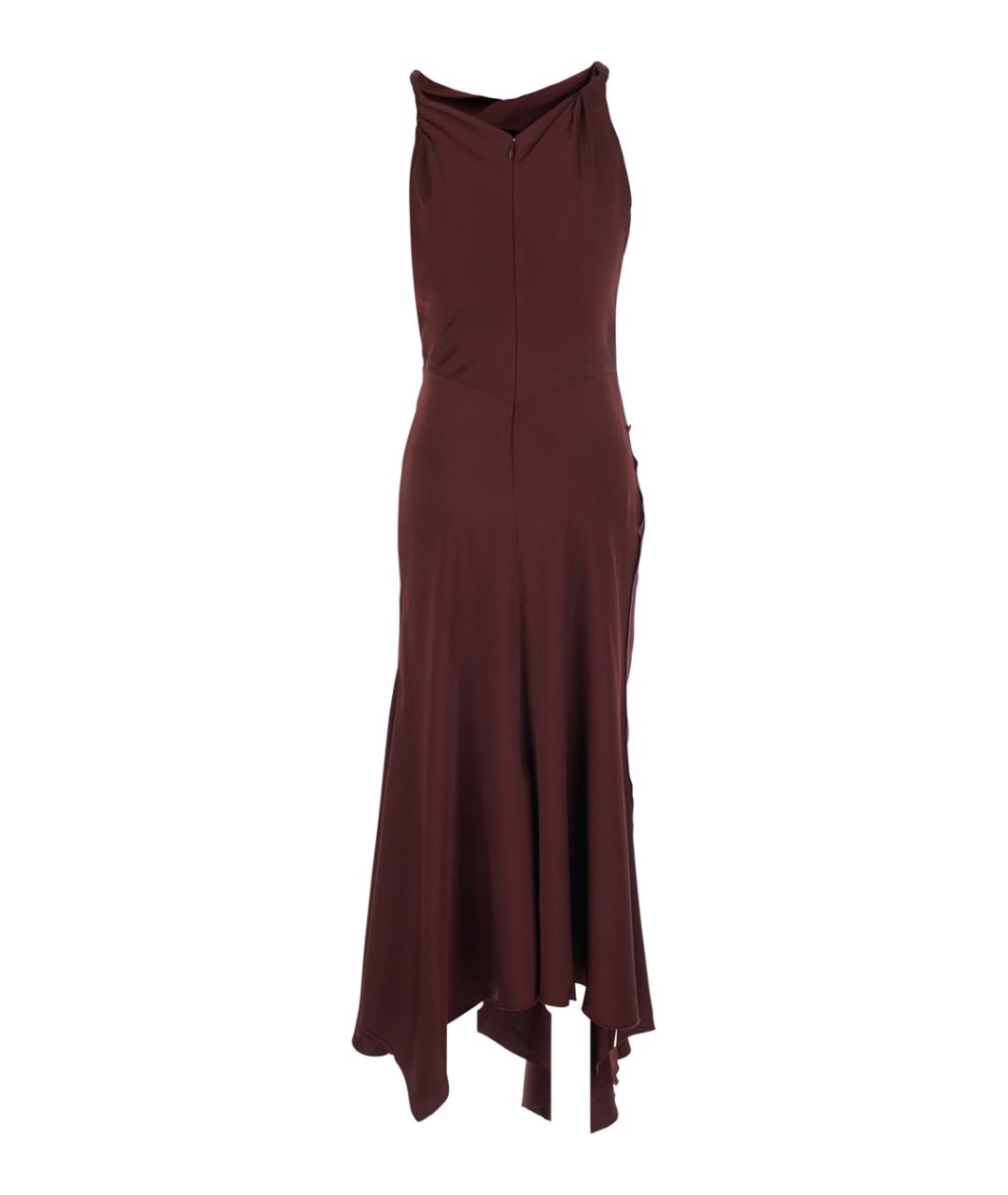 VICTORIA BECKHAM Бордовое ацетатное повседневное платье, фото 2