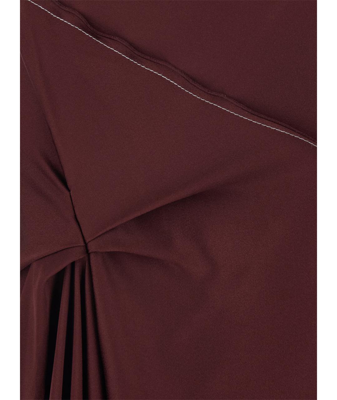 VICTORIA BECKHAM Бордовое ацетатное повседневное платье, фото 3